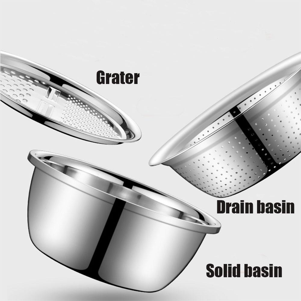 3 Đa Năng Nhà Bếp Bằng Thép Không Gỉ Graters Dụng Cụ Thái Lát Rau Củ Rau Củ Quả Thoát Rổ Bộ Thoát Nước Lưu Vực Cho Trái Cây