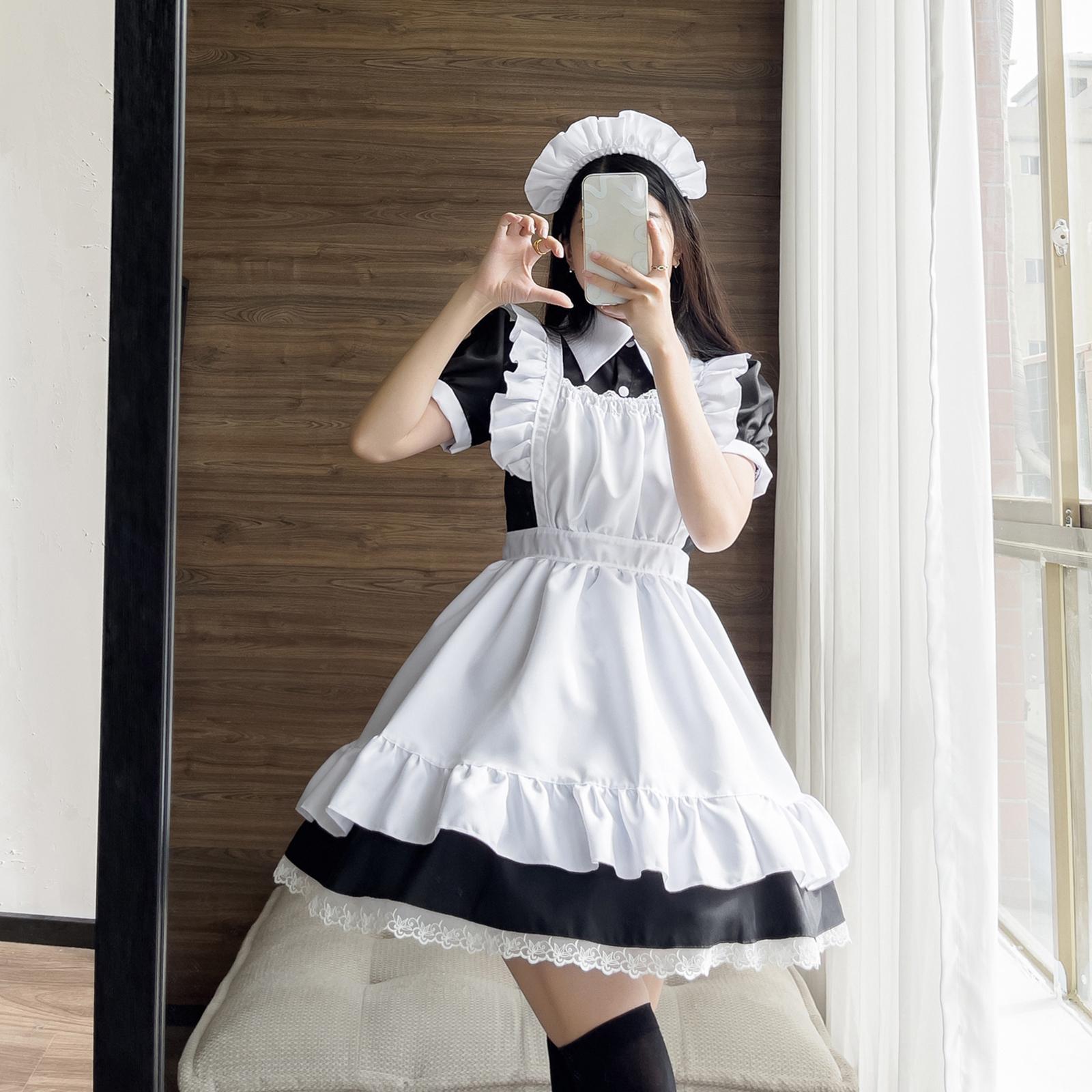 Classic Maid Costume for Halloween Fancy Dress Japanese Anime Outfit Party