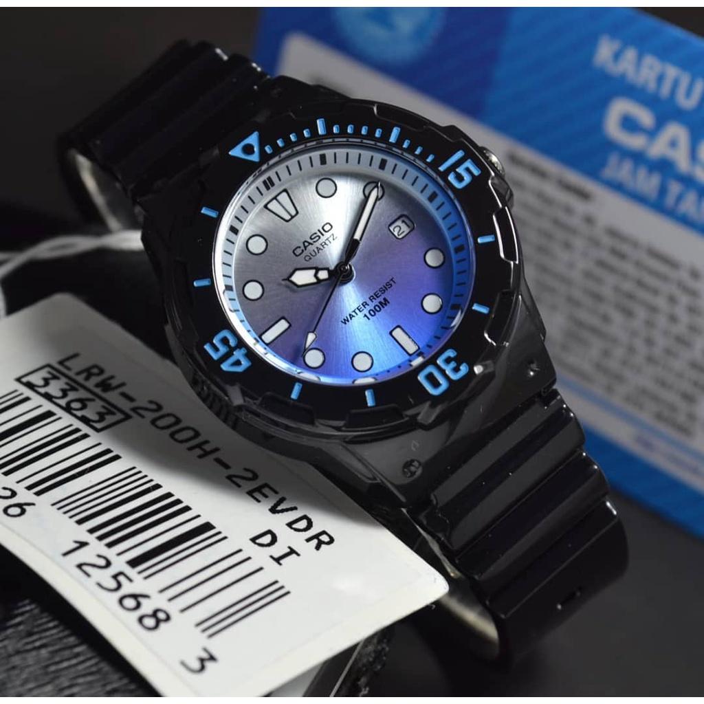 Đồng Hồ Casio Nữ Đồng Hồ Casio Chính Hãng Casio Dây Nhựa LRW200H - 2E Dây Đen Mặt Xanh Fullbox.