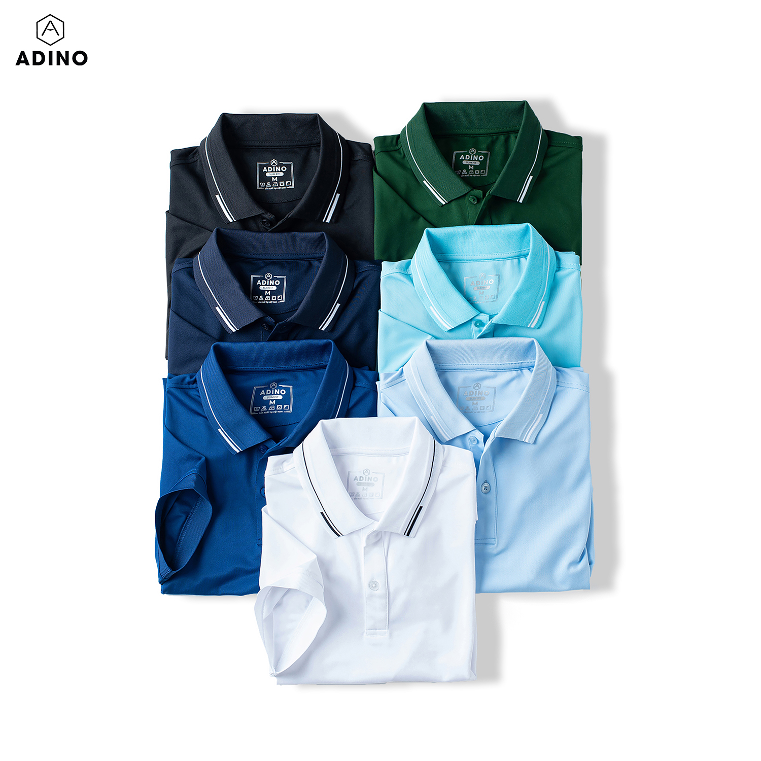 Áo polo nữ màu xanh lá (xanh ve chai) phối viền ADINO vải polyester cotton không bai xù dáng công sở slimfit hơi ôm trẻ trung APN05