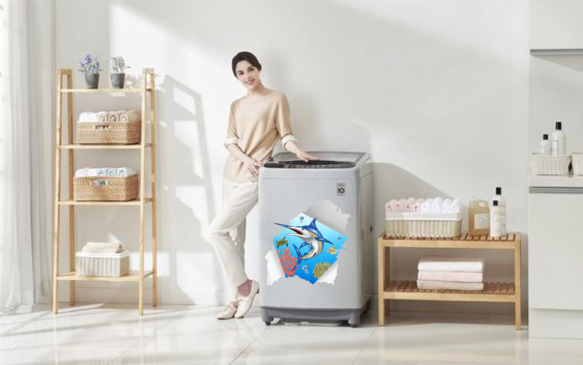 Decal trang trí máy giặt số 11