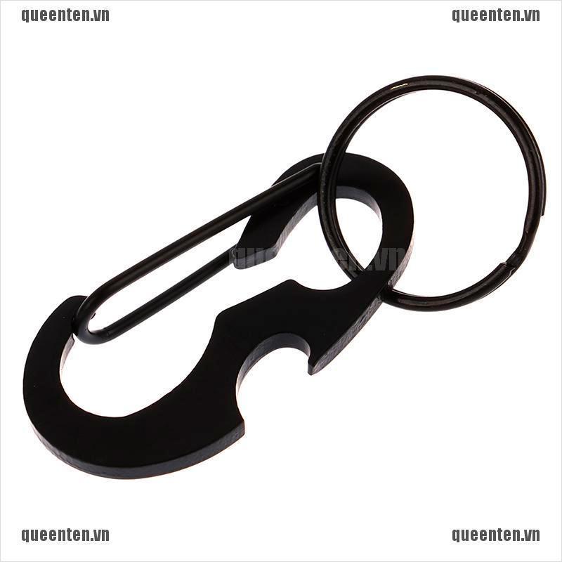 1pc Bottle Opener Keychain Ring D Shape Buckle Clip Outdoor Camping Carabiner QUVN