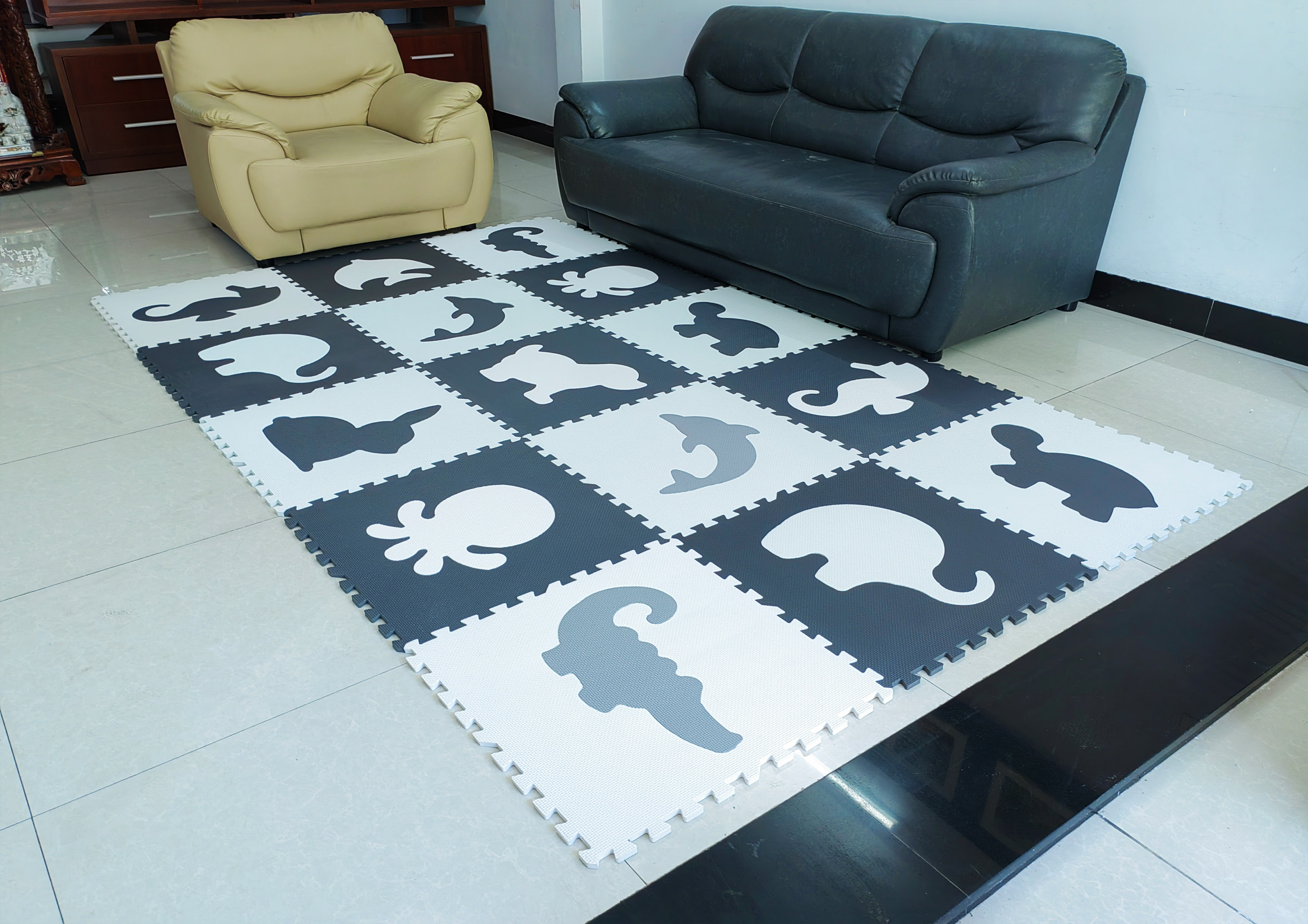 Combo 9 tấm Thảm Xốp Ghép Hình Thú Không Mùi Cho Bé kích thước