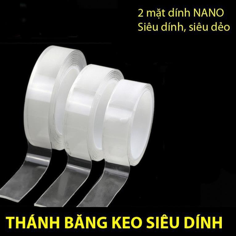 Băng keo 2 mặt đa năng siêu dính chắc bản 3m silicon trong suốt dán hai tường