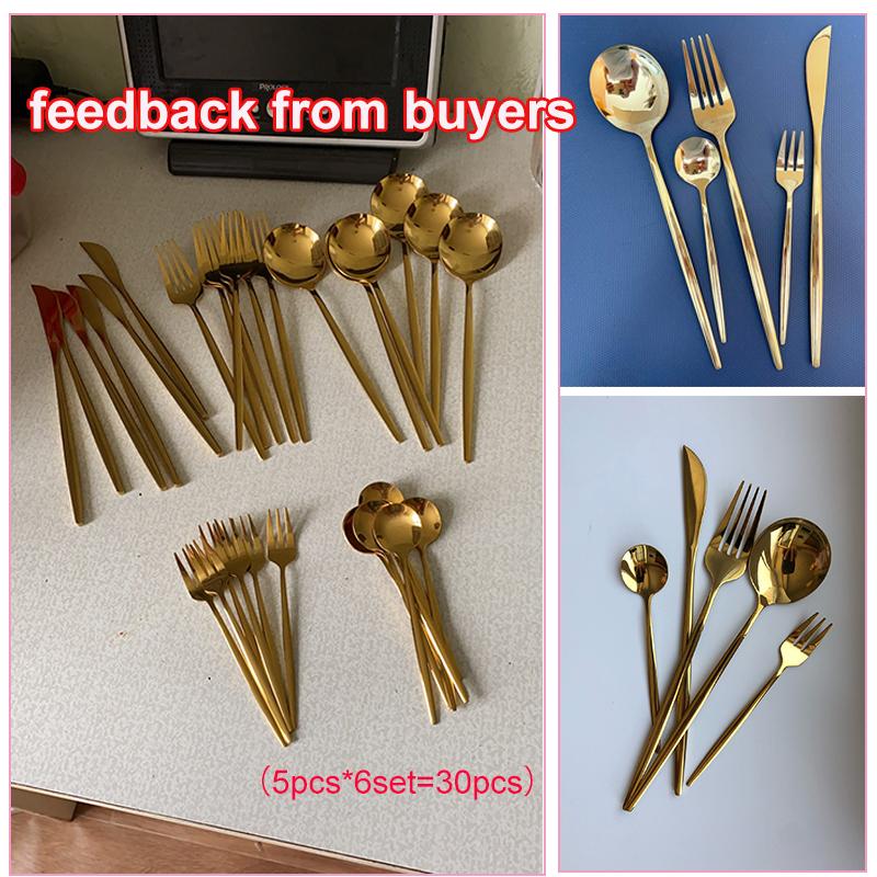 30Pcs/6Set Bộ Dao Kéo Hợp Kim Inox Cho Bếp Đồ Ăn Bộ Bộ Dao Muỗng Nĩa Thìa Du Lịch Bộ Dao Kéo Bộ Đồ Ăn Bộ món Ăn