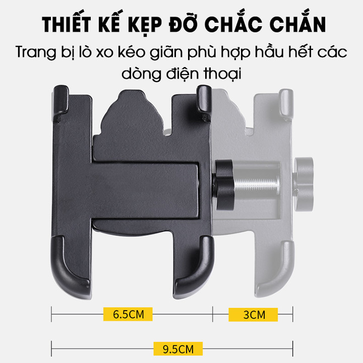 Giá đỡ kẹp điện thoại cho xe máy/ xe mô tô C2 - Chống trộm, chống rung lắc, dễ dàng lắp đặt - Hàng chính hãng