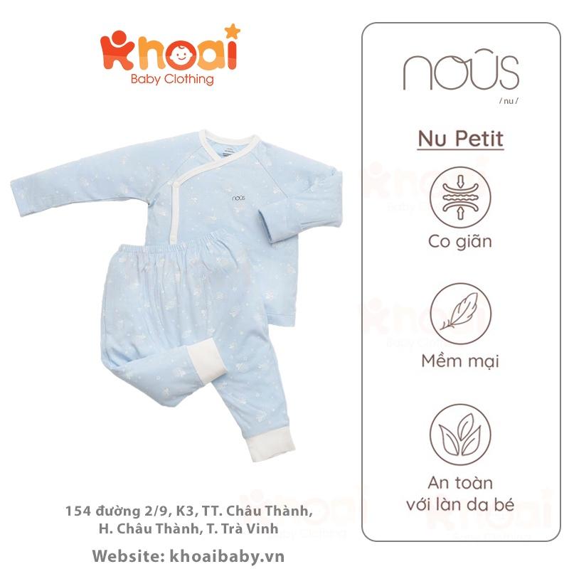 Bộ cài lệch xanh hình cừu và sao Newborn - Chất liệu Nu Petit 95% cotton thiên nhiên