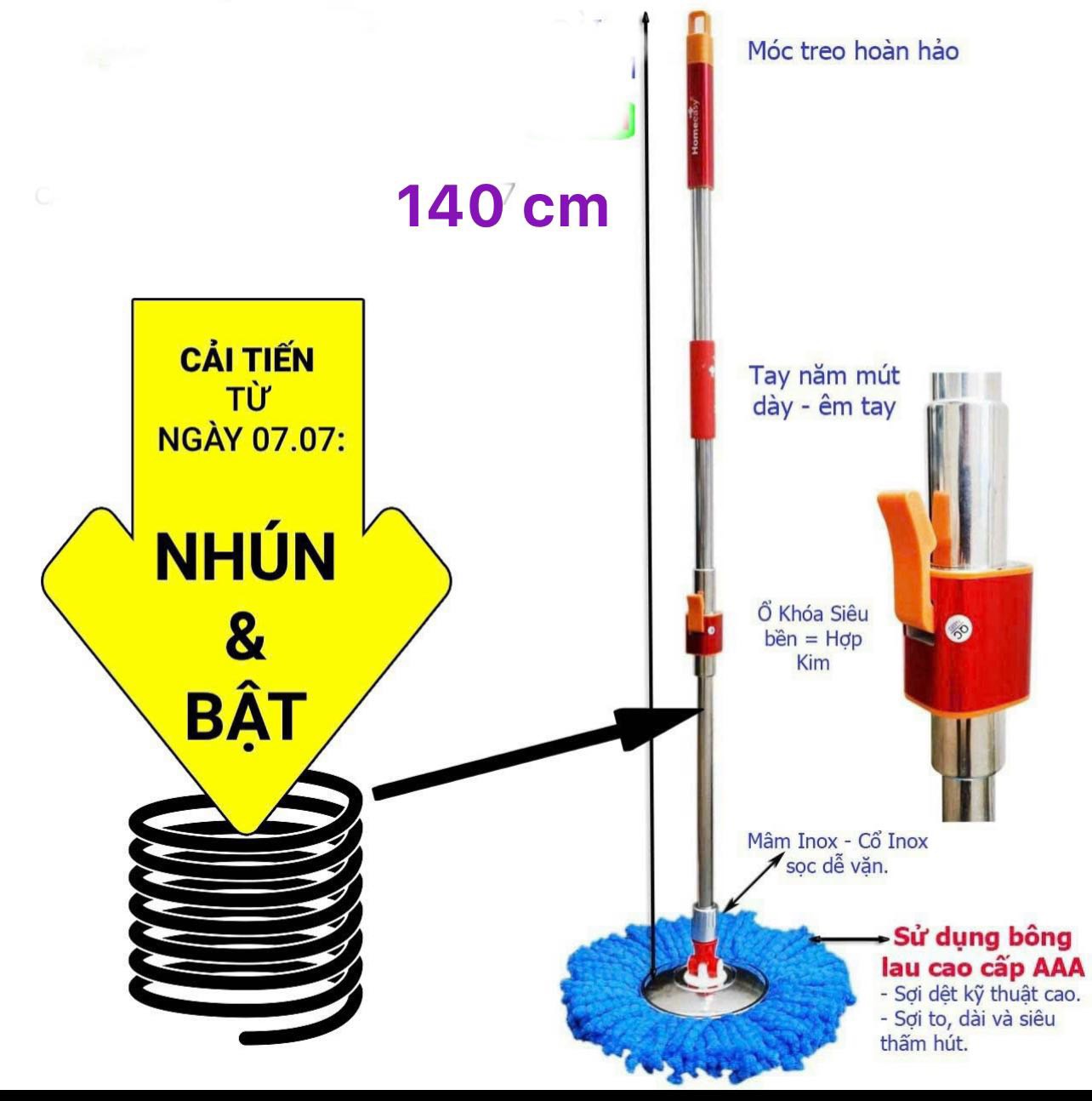 CÂY LAU NHÀ TRỢ LỰC SIÊU NHẸ HÀNG ĐẸP
