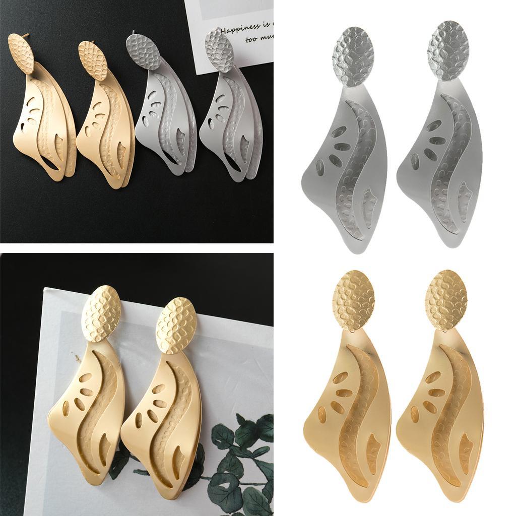 Geometric Dangle Earrings Retro Chunky Drop Earrings Costume Jewelry Golden