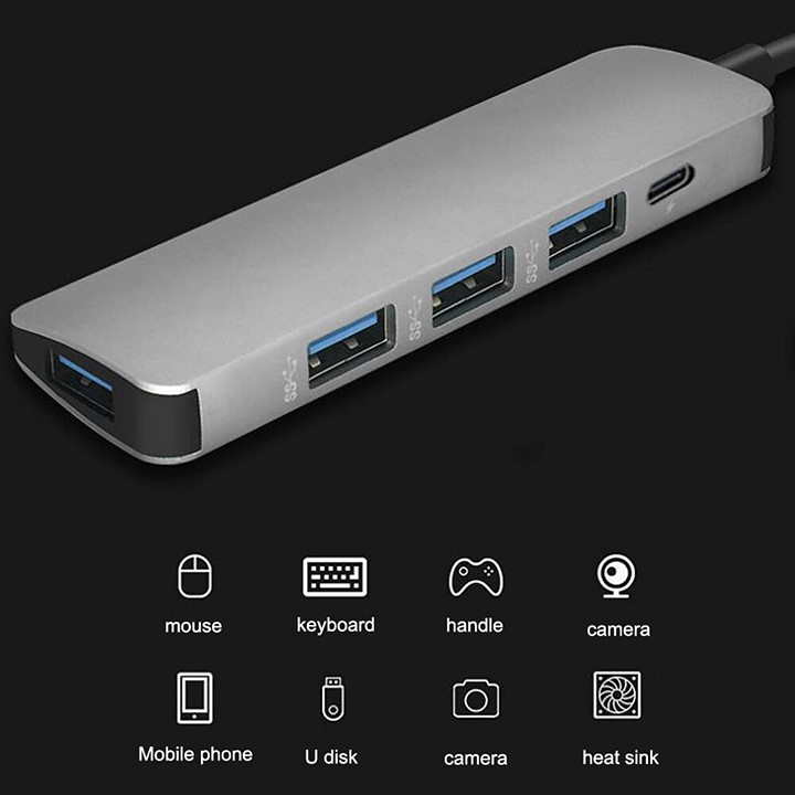 Hub-HBH-Bộ Chuyển Đổi Type-C Sang USB 3.0 HUB Ổ Cắm Dành Cho Macbook - Hàng Nhập Khẩu