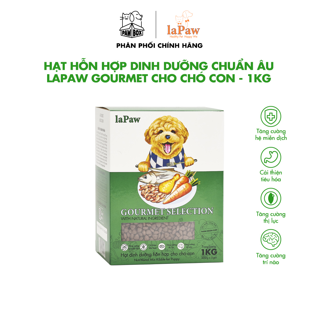 Hạt cho chó con hỗn hợp dinh dưỡng chuẩn Âu laPaw Gourmet 1KG