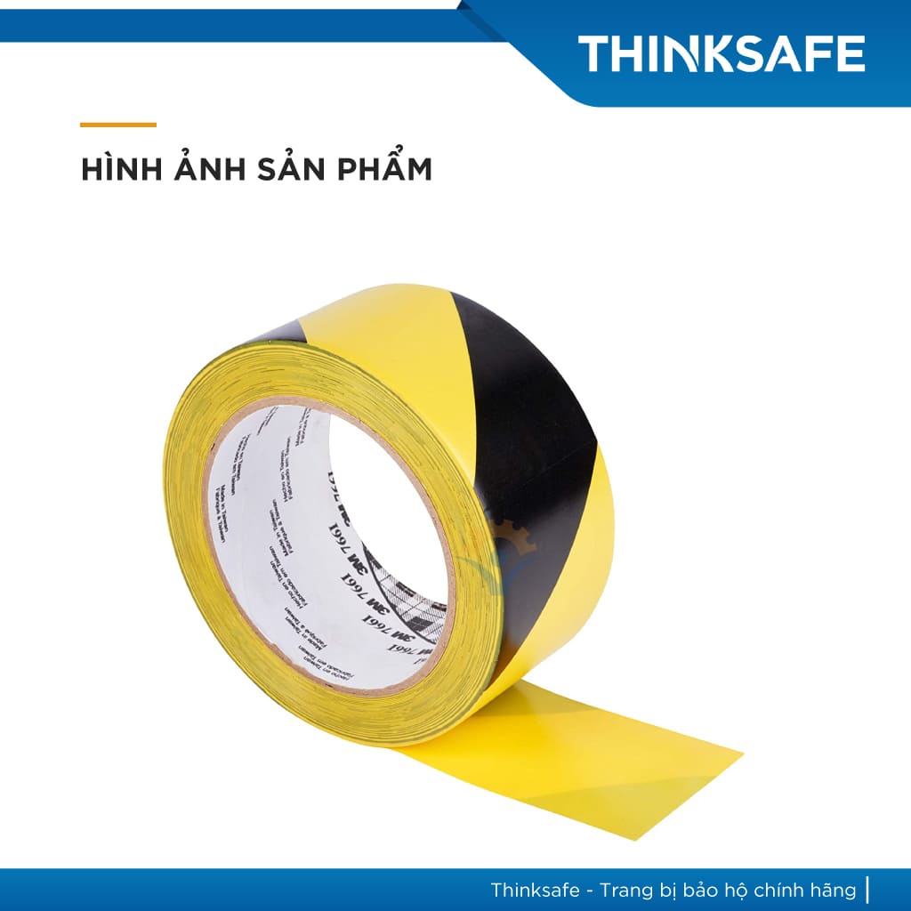 Băng keo cảnh báo dán nền 3M 766 màu vàng sọc đen chuyên dùng dán nền cảnh báo cho nhà xưởng tủ điện
