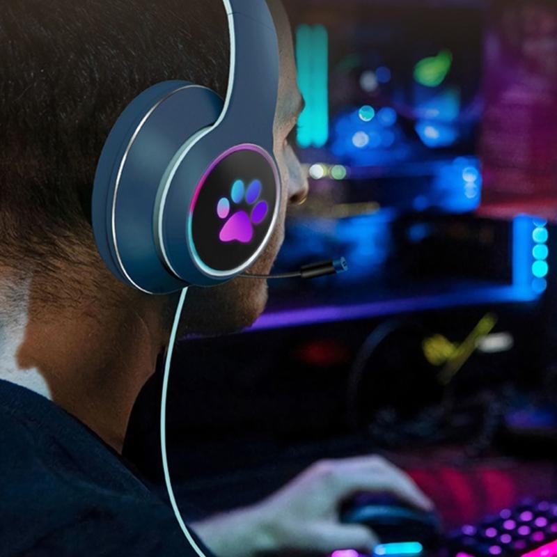 Máy Tính Chơi Game Cắm Tai Nghe Tai Mèo Hình Dạ Quang Tai Nghe Trực Tuyến Cấp Trò Chơi Học Tập Làm Việc Dropshipping