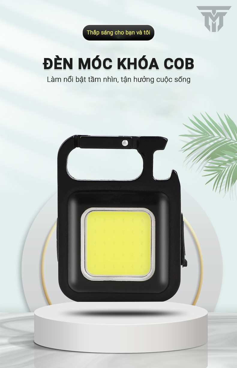 Đèn Led Mini Móc Khóa Teement - Đèn Pin Cob - Đèn Pin Dã Ngoại - Sạc Usb Tiện Dụng - Hàng Chính Hãng