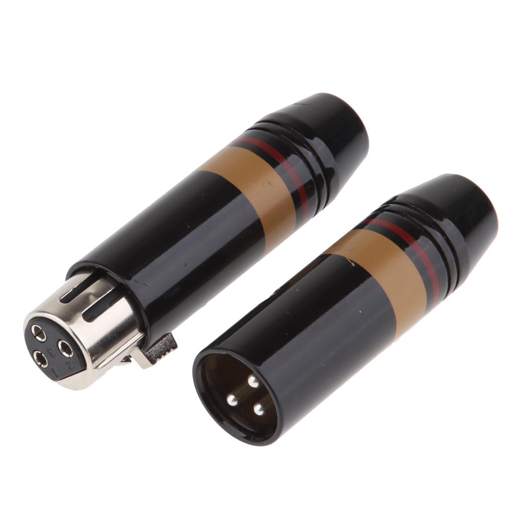 Silver-plated 3 Pin XLR Audio Cable Connector for MIC, Black