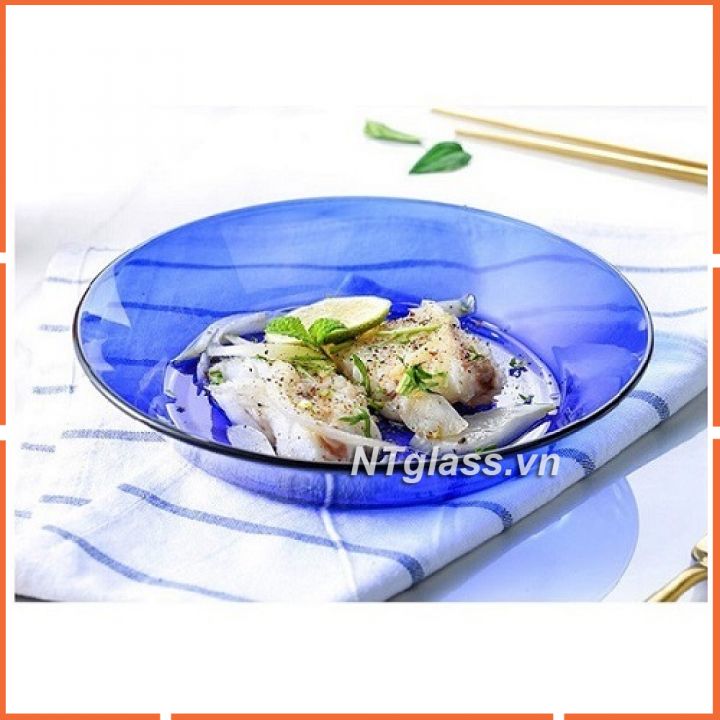 Dĩa thủy tinh cường lực xanh Saphir D3007F