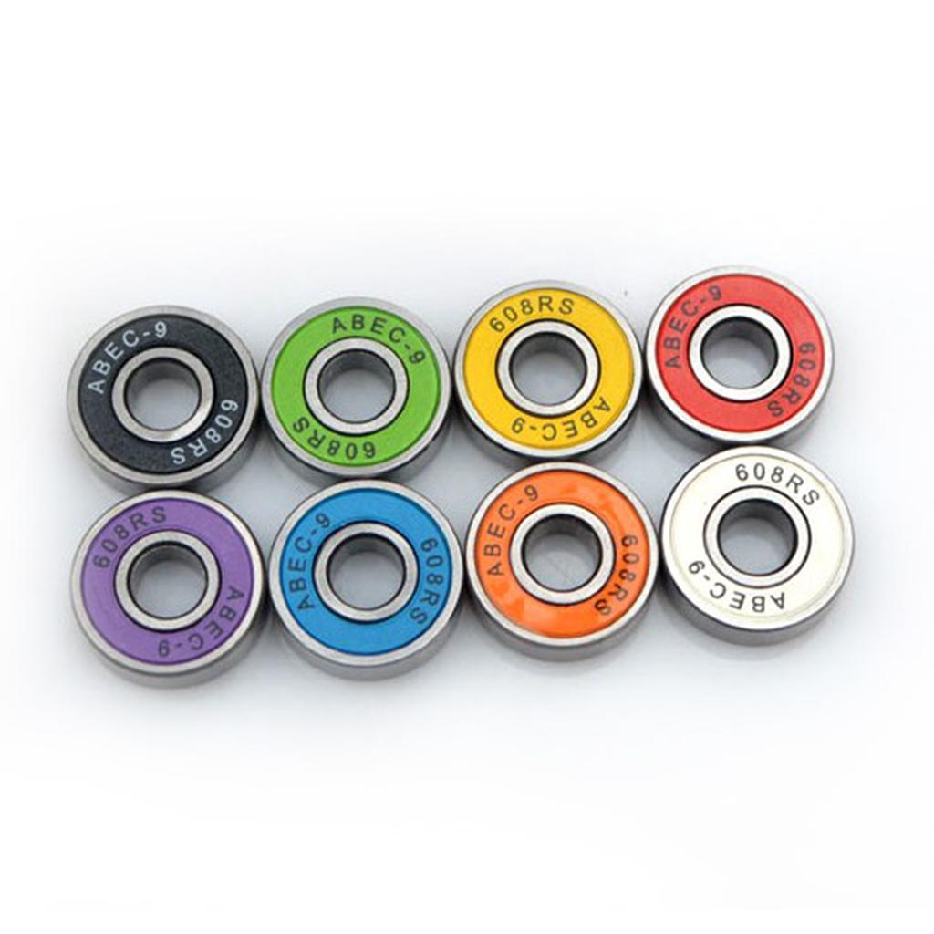 40pcs Frictionless Abec 9 Skateboard Roller Skate Bearings 608-RS 8x22x7mm