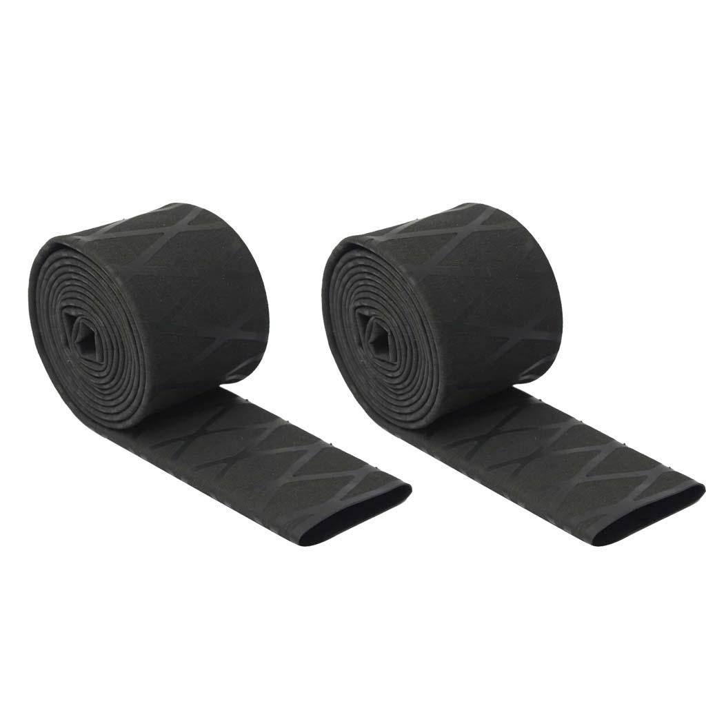 2Pcs Non Slip  Shrink Tubing Textured Grip Fishing Rod Black 1mx0.25cm