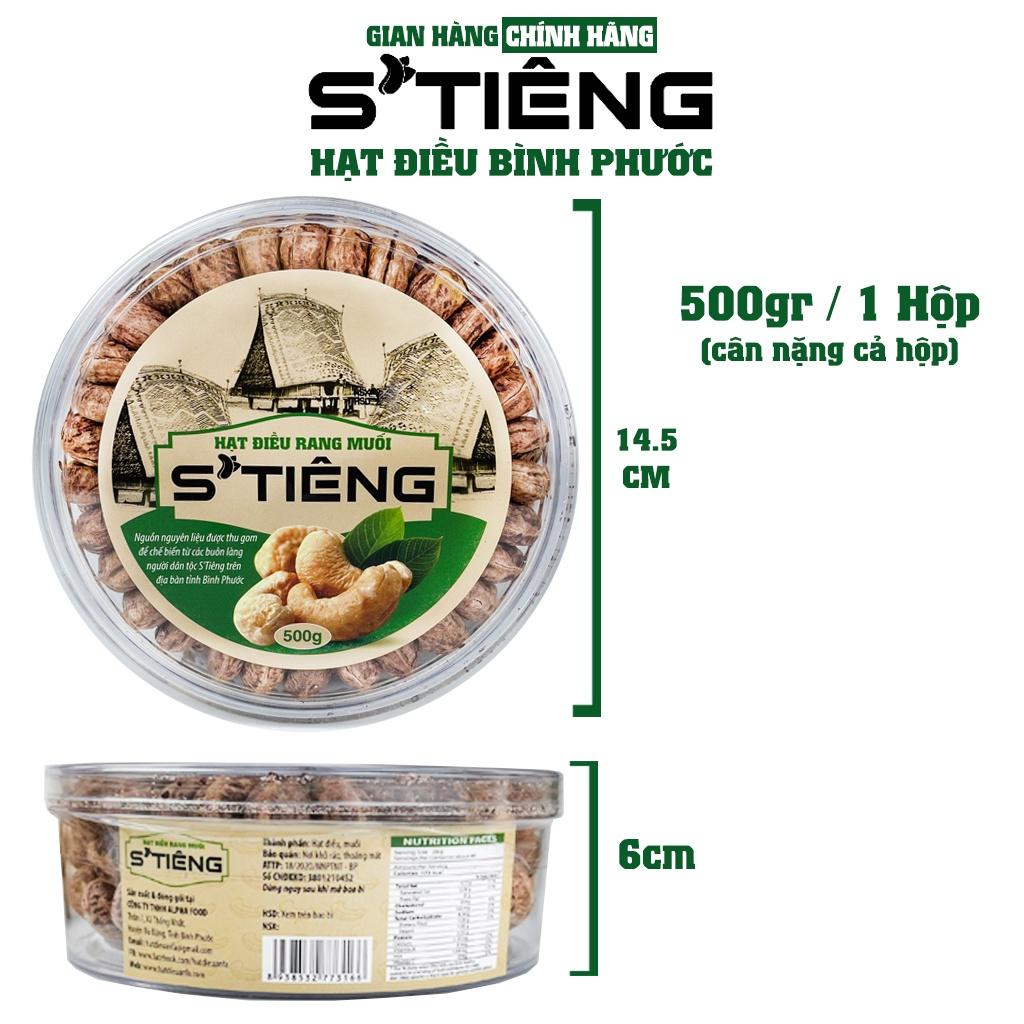 500Gr Hạt Điều Rang Muối STIÊNG Nguyên Hạt Loại 1 A+ (380-410) Hộp Tròn Xếp Hoa