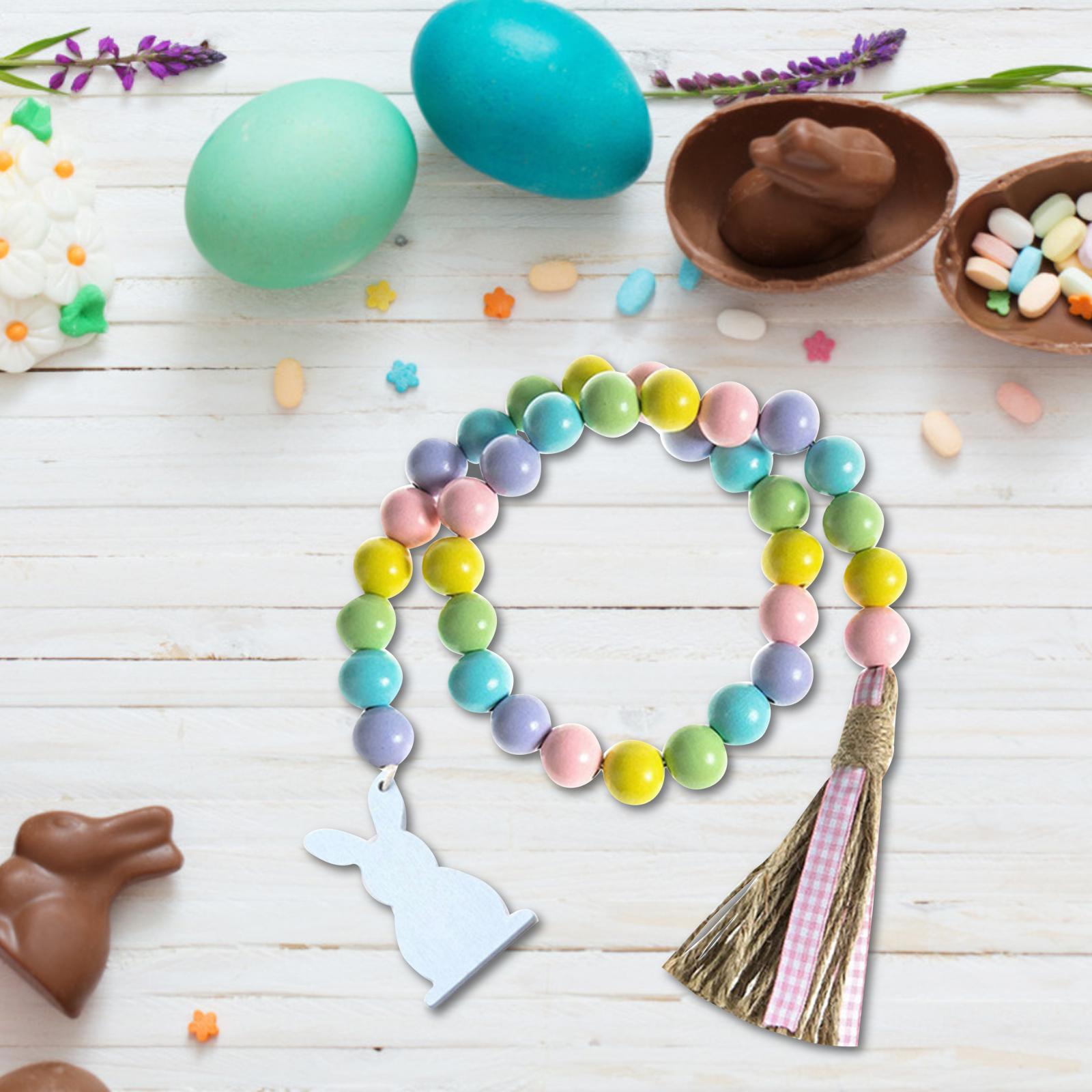 Vòng hoa hạt gỗ Phục sinh với tua Boho Chuỗi hạt gỗ 2,78-Feet