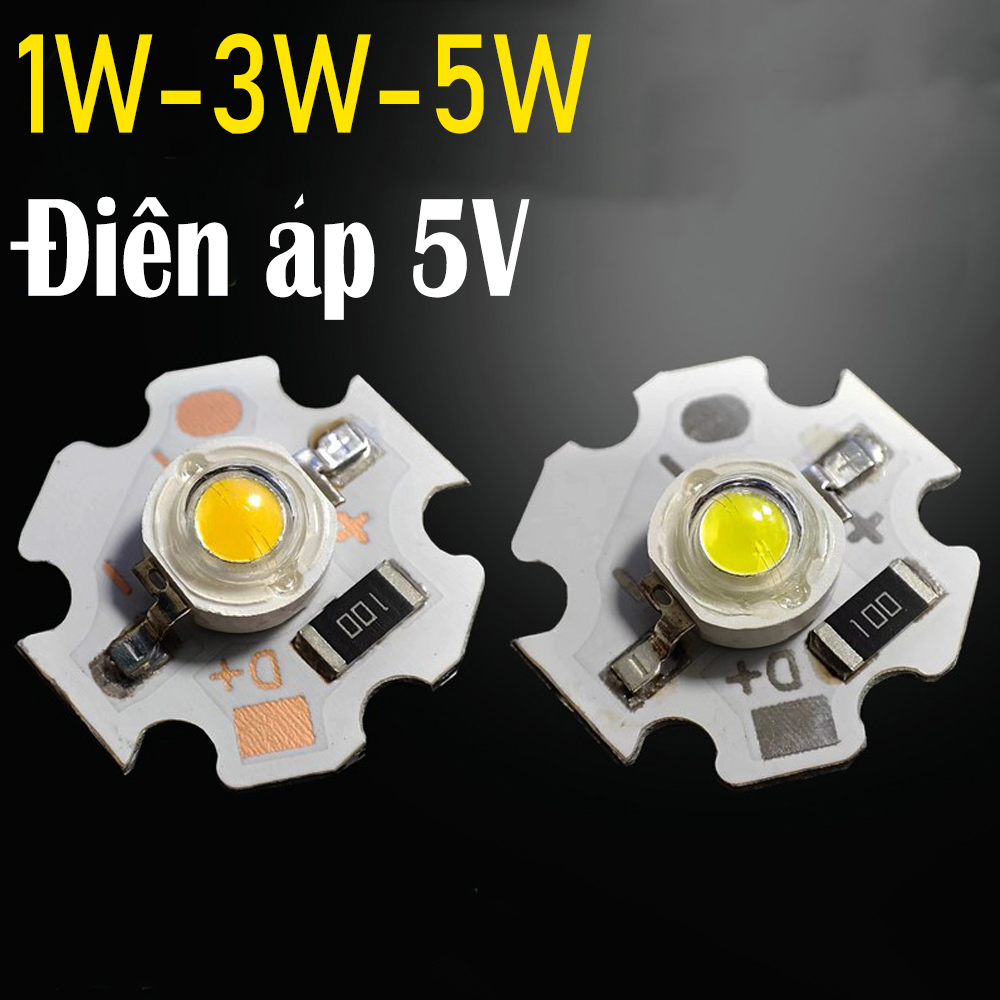 Chip LED 5V (1W, 3W, 5W) Đã hàn đế tản nhiệt 20mm