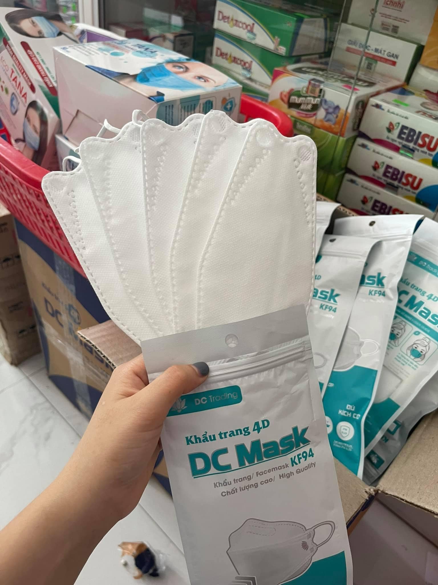 Set 100 khẩu trang 4D Kf94 dc mask kháng khuẩn lọc bụi mịn cao cấp