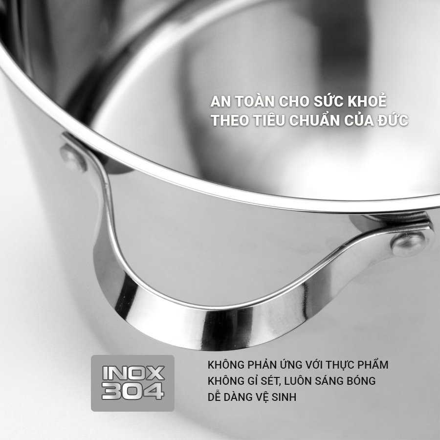 Nồi luộc gà inox 304 cao cấp 5 đáy Kalpen Lermat dung tích 12L/15L, bảo hành 5 năm chuẩn Đức