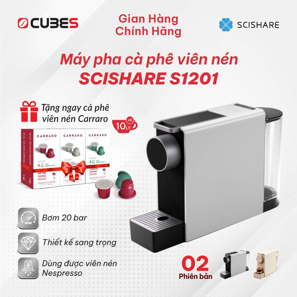 Máy pha cà phê viên nén Xiaomi SCISHARE S1201 thích hợp với máy Nespresso - Hàng nhập khẩu