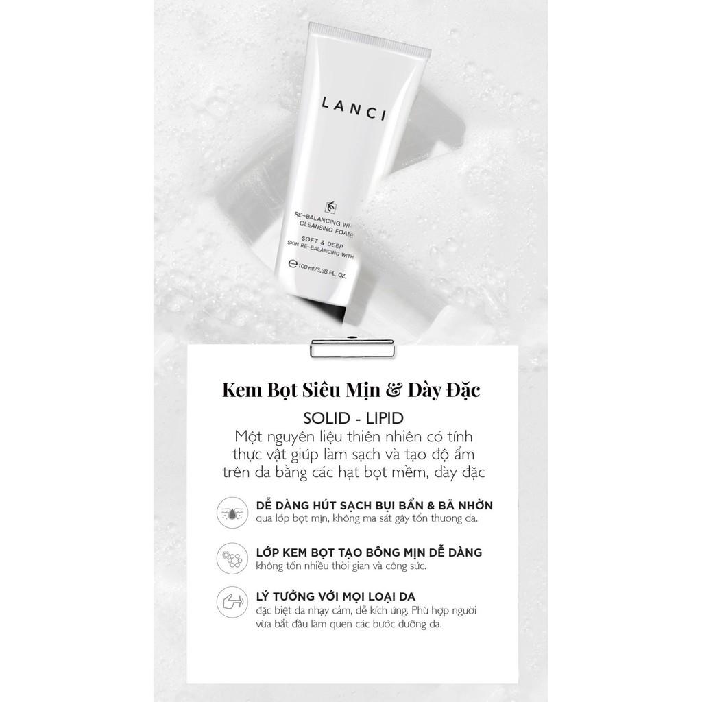 Sữa Rửa Mặt Dịu Nhẹ LANCI Cân Bằng Độ Ẩm Tự Nhiên Re-balancing White Cleasing Foam 100ml