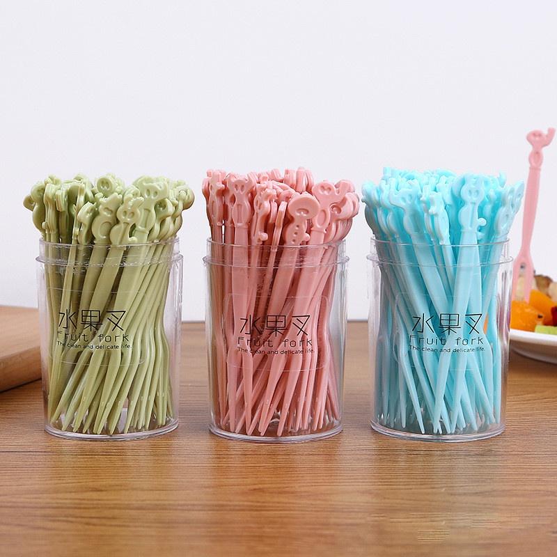 HỦ 50 NĨA NHỰA GHIM TRÁI CÂY, RAU CÂU