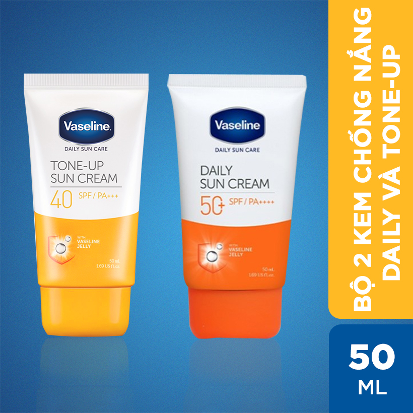 Bộ 2 kem chống nắng Vaseline 50ml : Daily và Tone-up