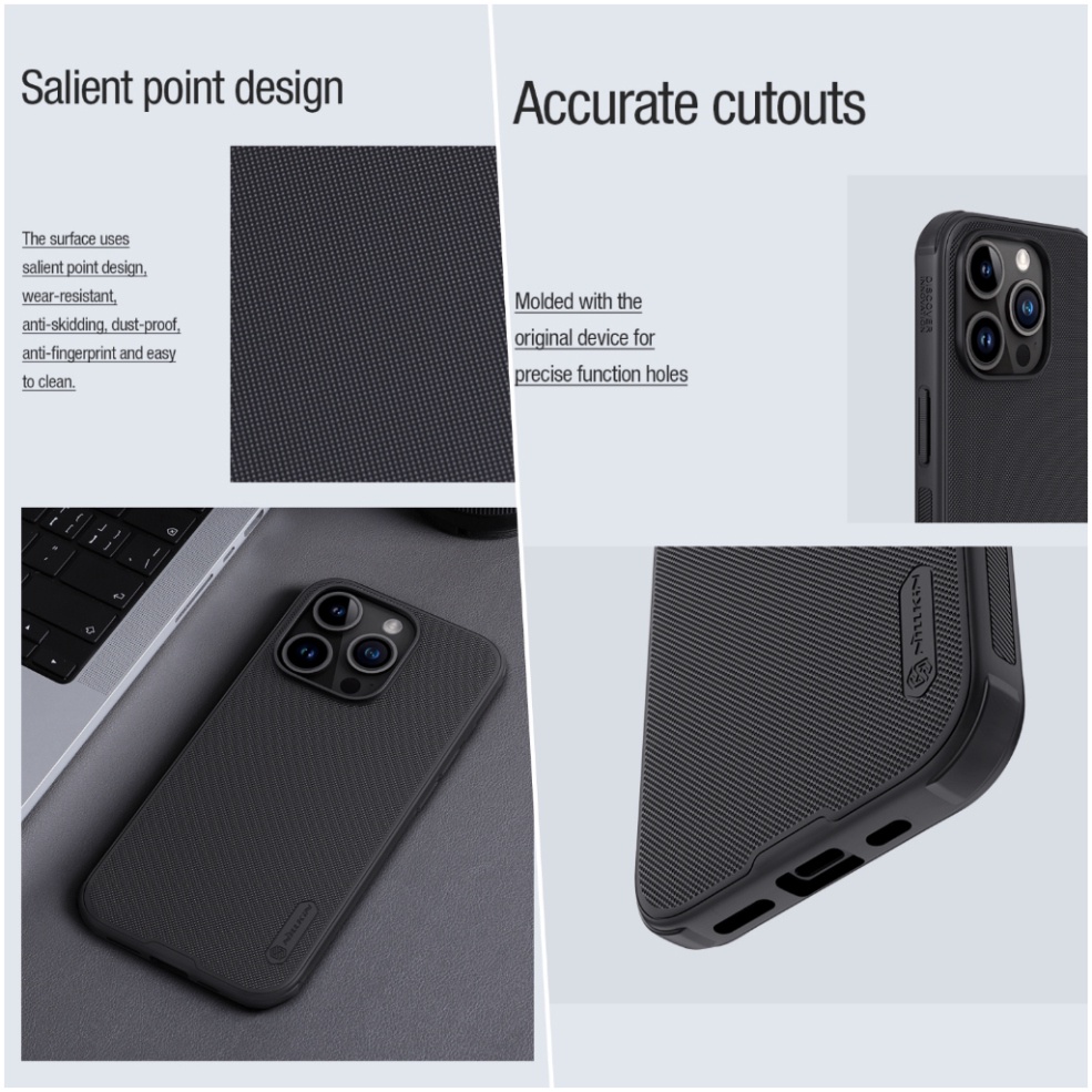 ỐP LƯNG DÀNH CHO ĐIỆN THOẠI IPHONE 15 PRO MAX - 15 PRO NILLKIN NHỰA CỨNG VIỀN DẺO - Super Frosted Shield Pro