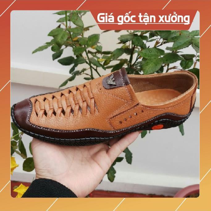 Giày lười nam da bò nam cao cấp 2 màu nâu và đen R0508