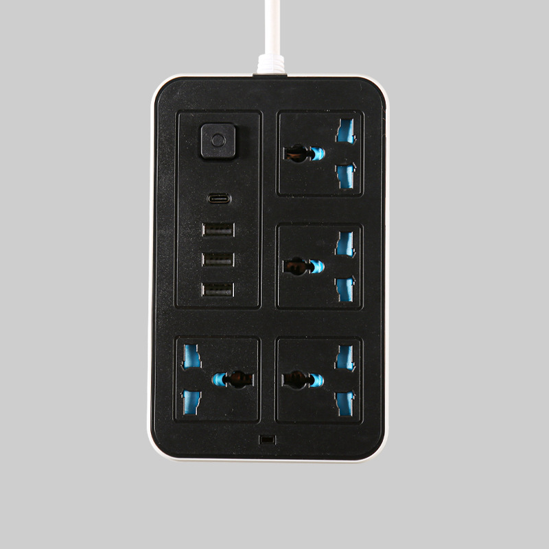 Ổ Cắm Điện Cao Cấp Chống Giật 4 Ô Cắm, 3 Cổng USB, 1 Cổng Type-C Max 10A 220V Có Công Tắc Dây Dài 5m