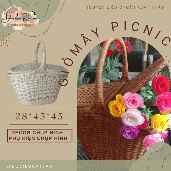 GIỎ MÂY ĐI PICNIC- GIỎ MÂY CHỤP HÌNH- GIỎ MÂY DECOR - PHỤ KIỆN CHỤP HÌNH