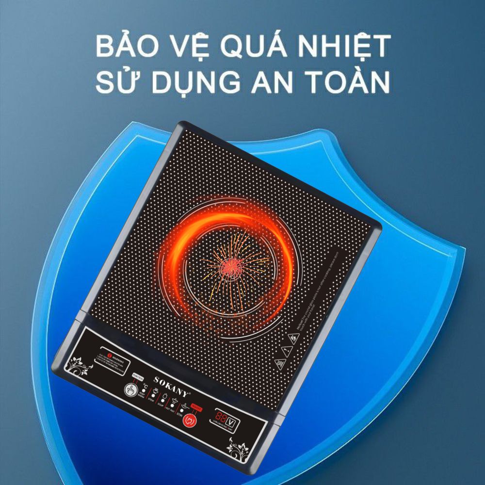 Bếp từ đơn SOKANY SK-07046 công suất 2200W, cực kì tiết kiệm với 5 chế độ nấu,  phím bấm cơ, tích hợp tính năng tự ngắt an toàn - HÀNG CHÍNH HÃNG - DELIYA