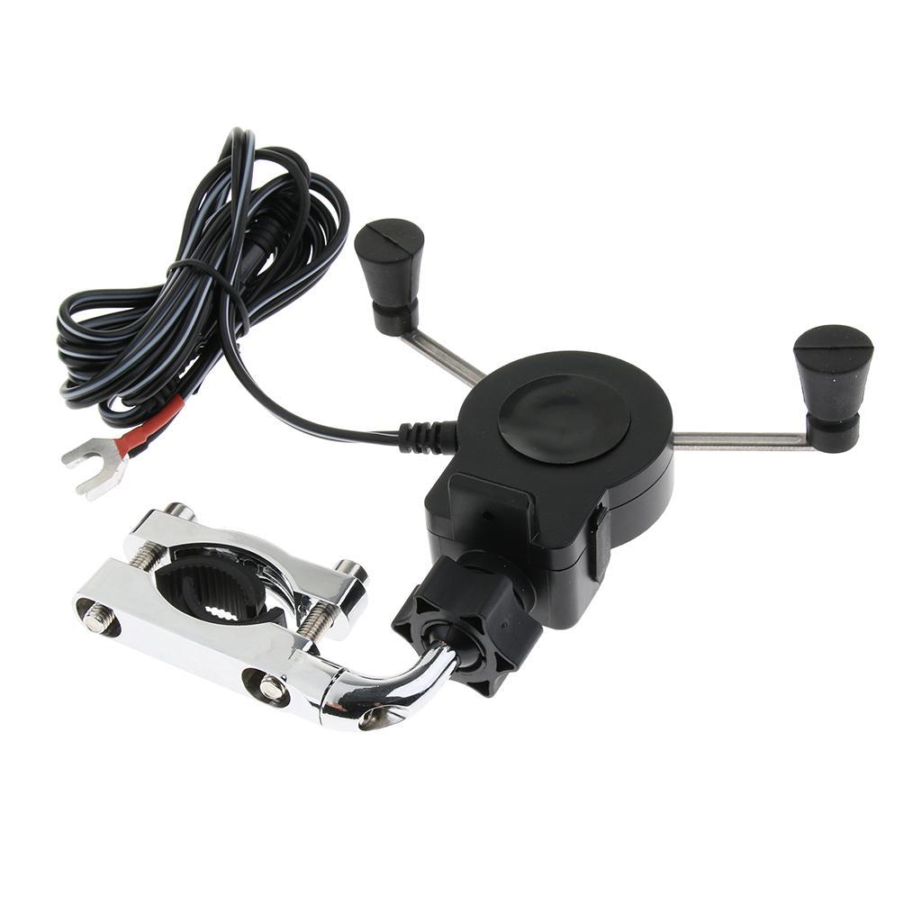 Universal Motorcycle Handlebar Cell Phone Holder Mount with USB Charger