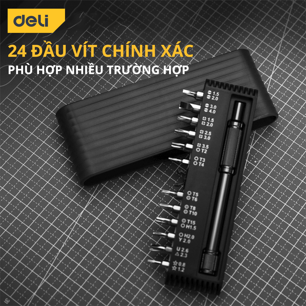 Bộ Tua Vít Đa Năng Từ Tính Deli Nhiều Chi Tiết Cao Cấp Chính Hãng - Thiết Kế Hiện Đại, Đầu Vít Nam Châm Dễ Dàng Sử Dụng - DL240025B