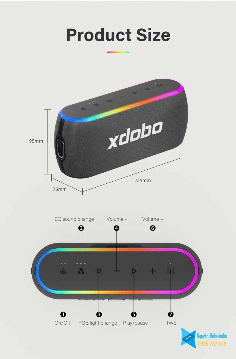 Loa Xdobo X8iii 60W siêu trầm Bluetooth 5.3 hàng chính hãng