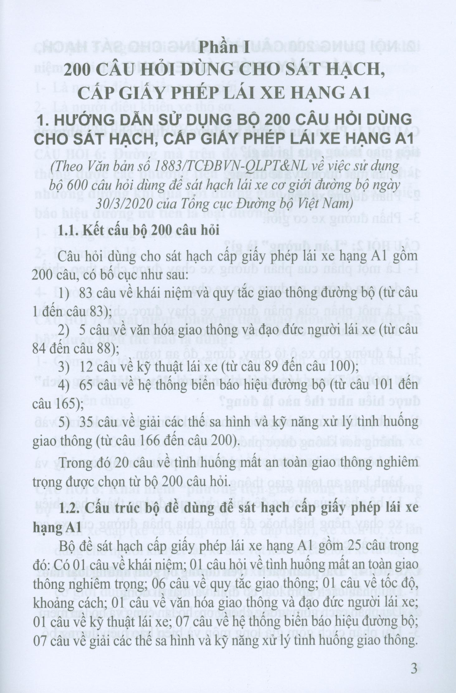 Hỏi Và Đáp Về Luật Giao Thông Đường Bộ Dùng Cho Sát Hạch, Cấp Giấy Phép Lái Xe Hạng A1