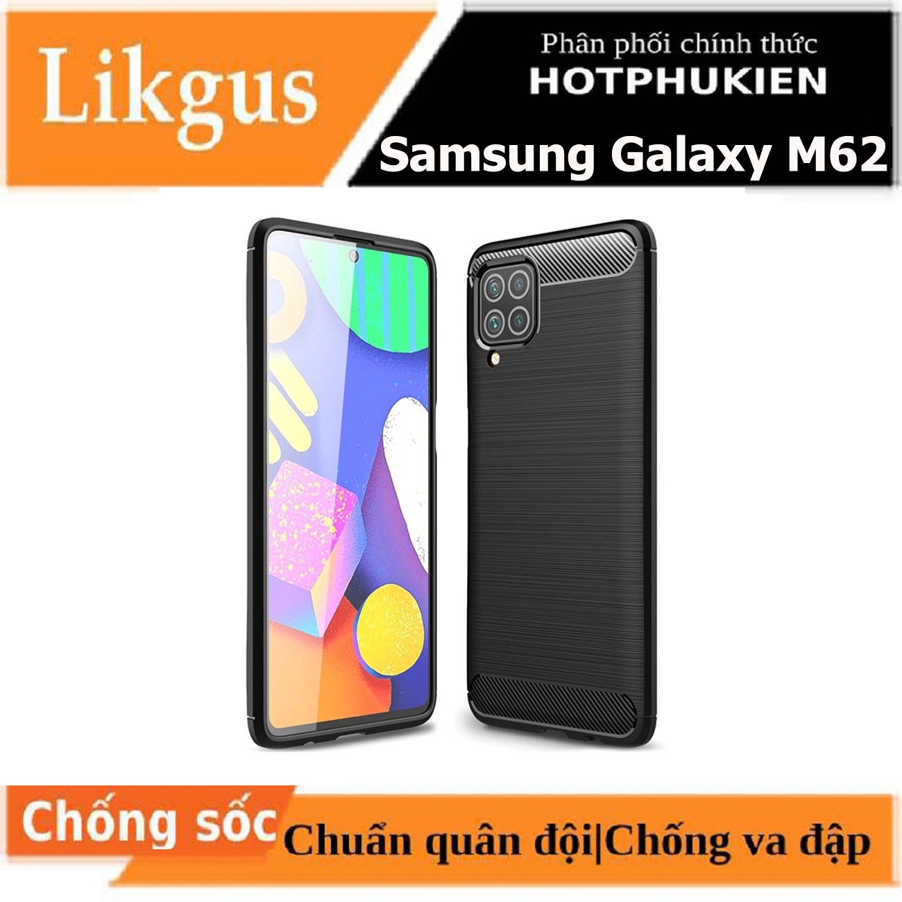 Ốp lưng chống sốc cho Samsung Galaxy M62 hiệu Likgus vân kim loại , chống sốc chuẩn quân đội, chống va đập - hàng nhập khẩu