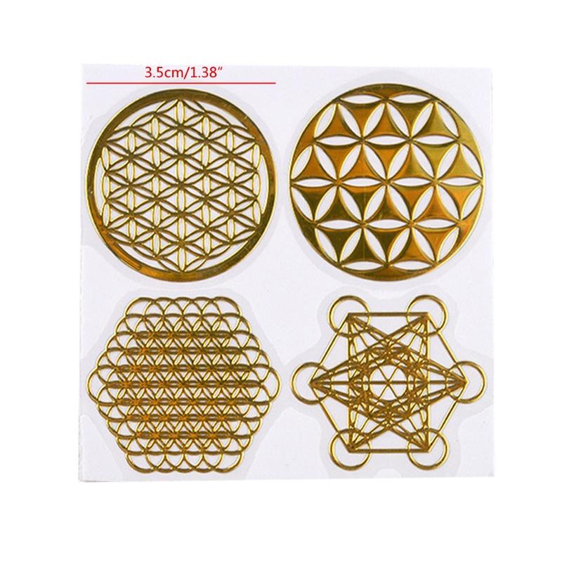 Decal Mandala Đồng dán Tháp Năng Lượng - Con lắc cảm xạ - Kim Tự Tháp - DIY trang trí - Set 4 Decal Mandala may mắn