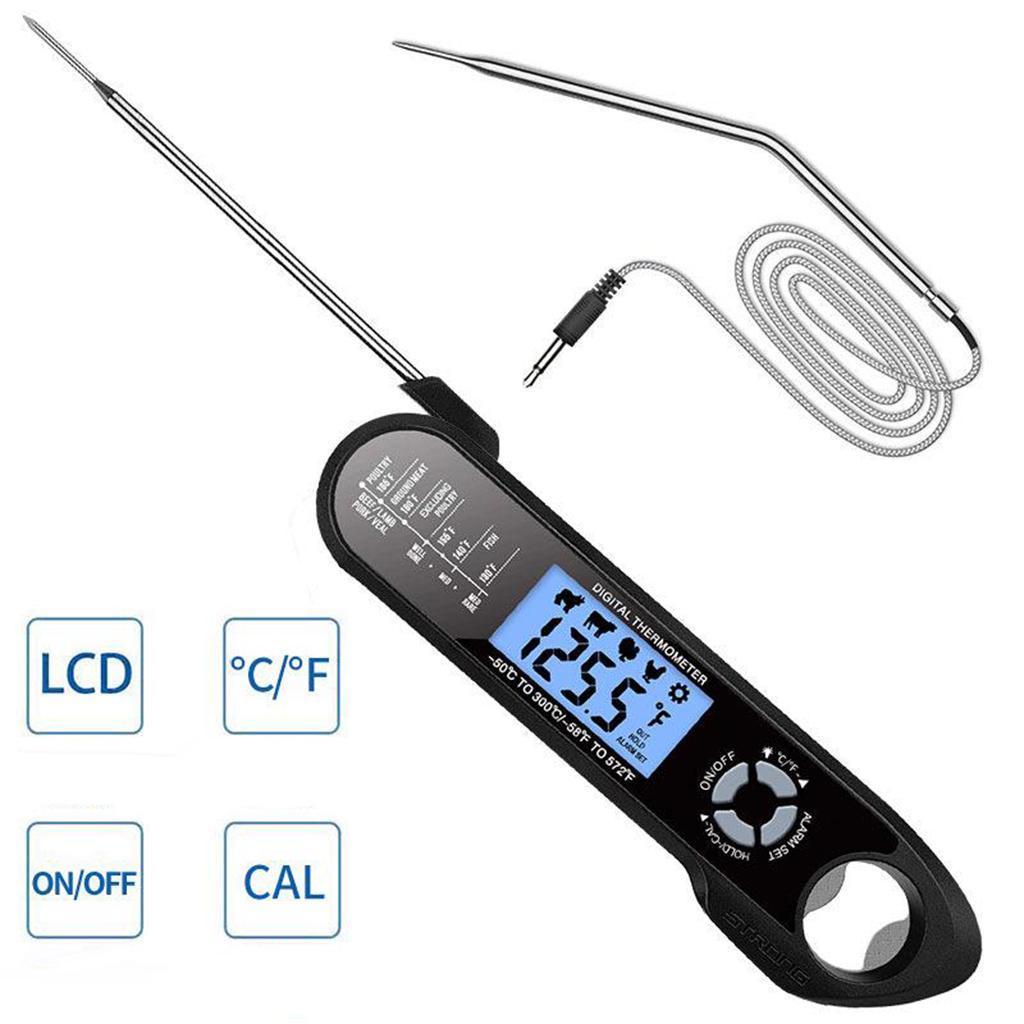 Thermometer Instant Read Thermometer with Foldable 2 Probes BBQ