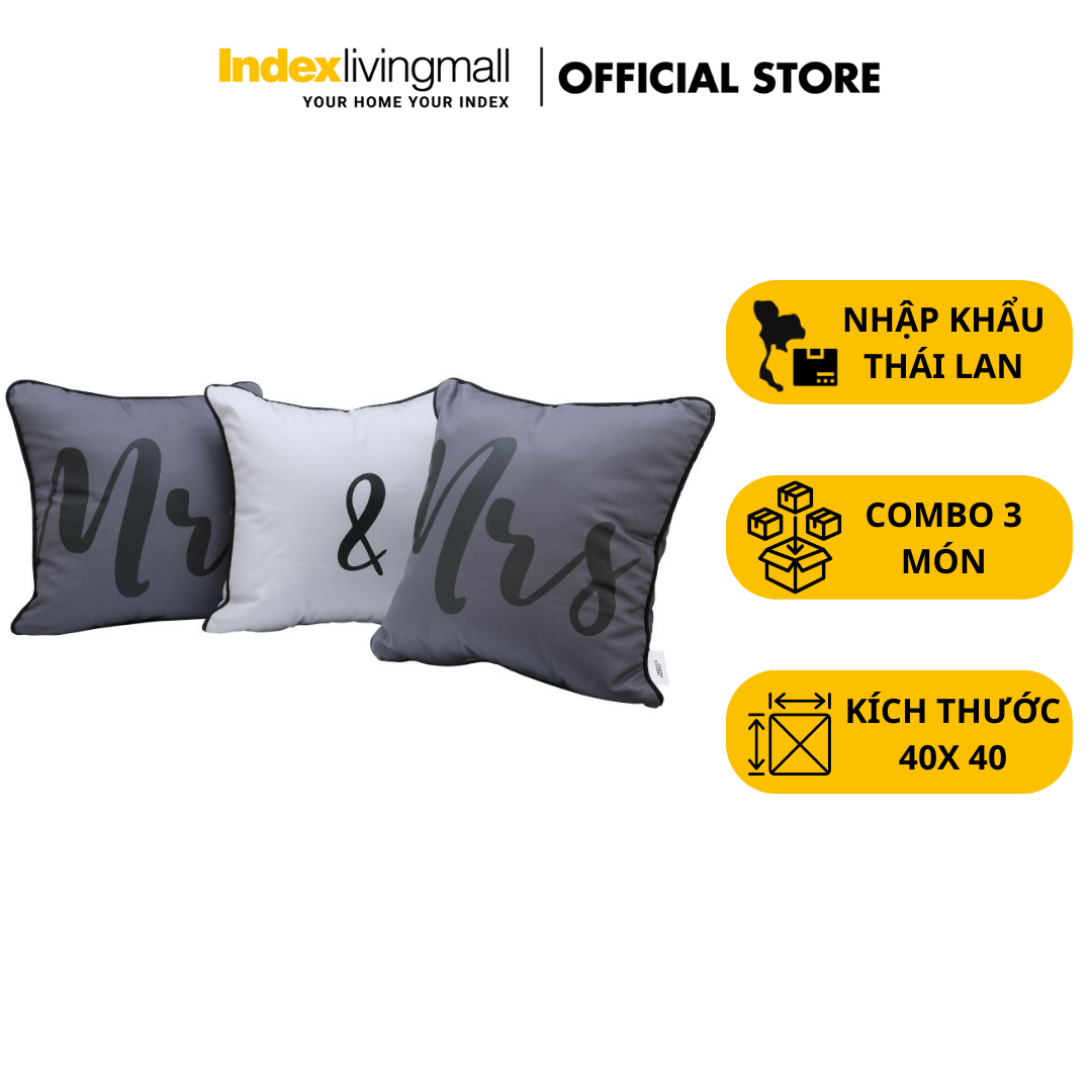 Bộ 3 gối tựa lưng sofa, văn phòng MR&amp;MRS nhiều màu, bằng vải cotton | Index Living Mall - Phân phối độc quyền tại Việt Nam