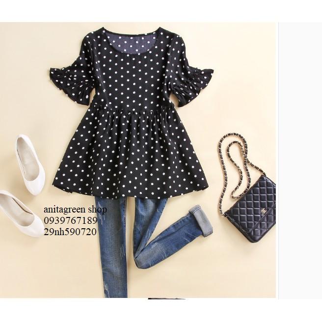 Nh590720-ÁO KIỂU BABY DOLL CHẤM BI