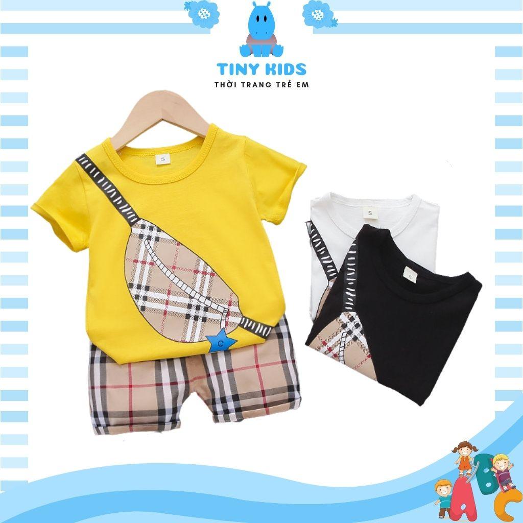 Quần áo trẻ em TINY KIDS, set đồ bé trai in hình túi chéo, đồ bé trai phong cách hàn quốc cho bé từ 7-18kg