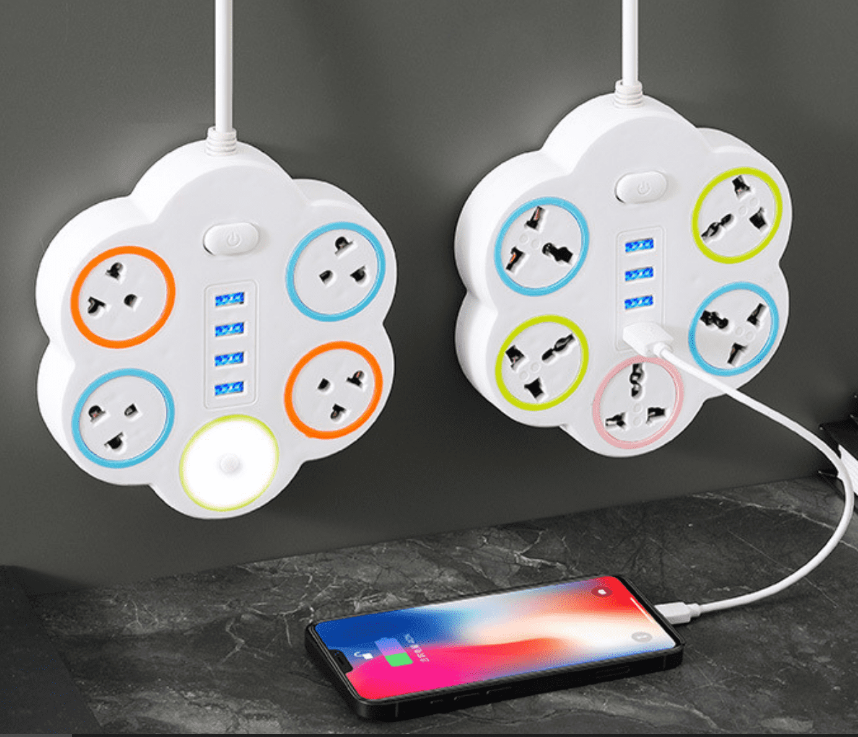 Ổ ĐIỆN ĐA NĂNG HÌNH HOA 4 CỔNG USB-HT