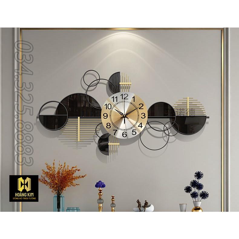 Đồng hồ treo tường đồng hồ trang trí decor phong cách Châu Á Hiện Đại size 96x46cm