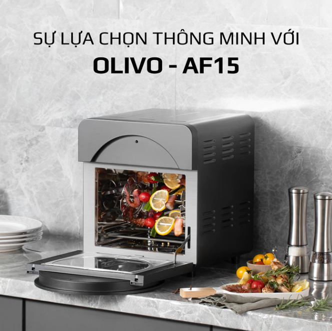 Nồi Chiên Không Dầu OLIVO AF15 Thương Hiệu Mỹ 16 Chức Năng Nấu, Dung Tích 16L Công Suất 2000W - Hàng Chính Hãng