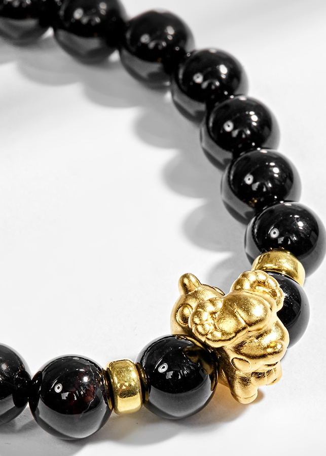 Vòng Tay Đá Thiên Thạch Charm Tuổi Mùi Bạc Mạ Vàng 24K Ngọc Quý Gemstones